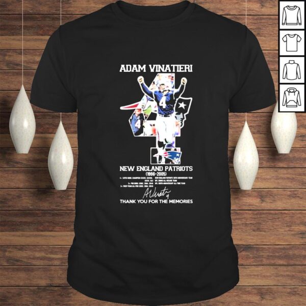 Adam Vinatieri 4 New England Patriots 1996 2005 thank you for the memories signatures shirt