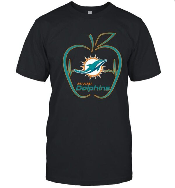 Apple Heartbeat Teacher Symbol Miami Dolphins T shirt custom For Fans