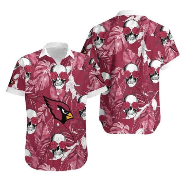 Arizona Cardinals Coconut Leaves And Skulls Hawaiian Shirt For Fans