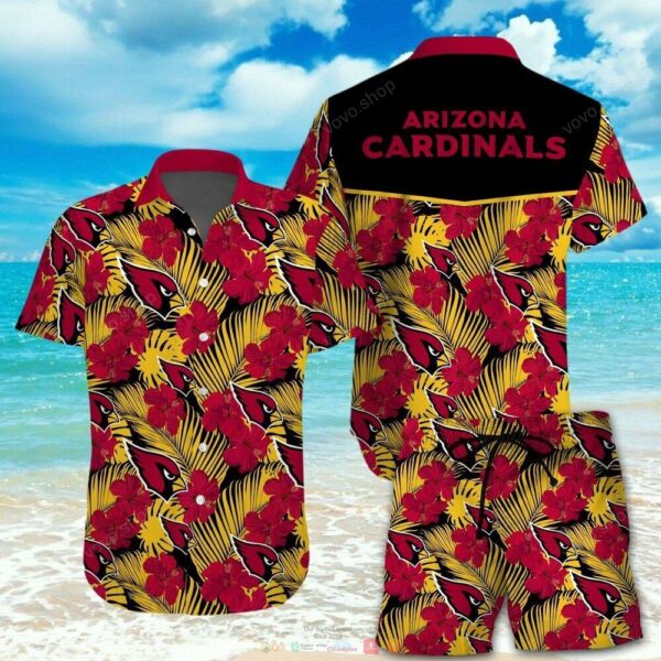 Arizona Cardinals NFL black red Hawaiian Shirt shorts For Fans