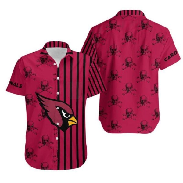 Arizona Cardinals Stripes and Skull Hawaiian Shirt For Fans
