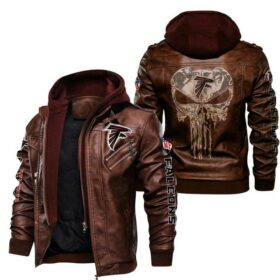 Atlanta Falcons NFL Punisher Skull Leather Jacket New