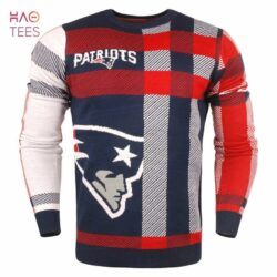 BEST New England Patriots Mens Plaid Crew Neck NFL Ugly Sweater