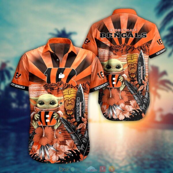 Baby Yoda Cincinnati Bengals NFL Hawaiian Shirt and Shorts For Fans