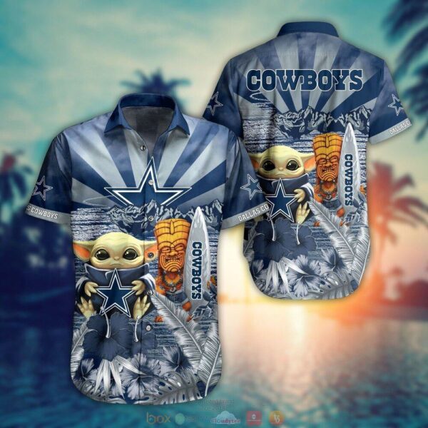 Baby Yoda Dallas Cowboys NFL Hawaiian Shirt and Shorts For Fans