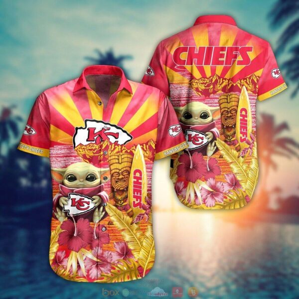 Baby Yoda Kansas City Chiefs NFL Hawaiian Shirt and Shorts For Fans