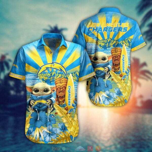 Baby Yoda Los Angeles Chargers NFL Hawaiian Shirt and Shorts For Fans