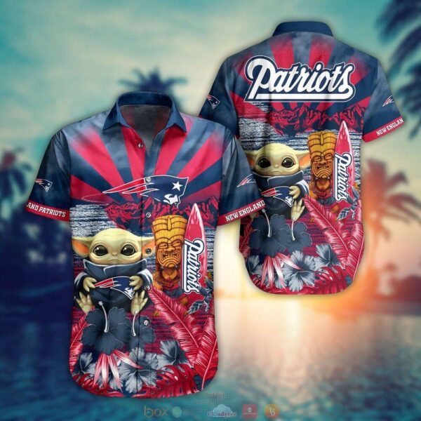 Baby Yoda New England Patriots NFL Hawaiian Shirt and Shorts For Fans