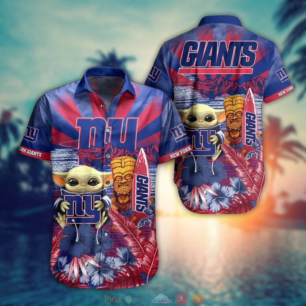 Baby Yoda New York Giants NFL Hawaiian Shirt and Shorts For Fans