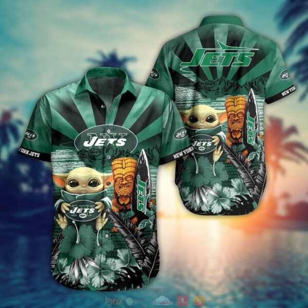 Baby Yoda New York Jets NFL Hawaiian Shirt and Shorts For Fans