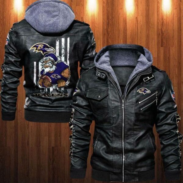 Baltimore Ravens Leather Jacket Angry Santa Claus