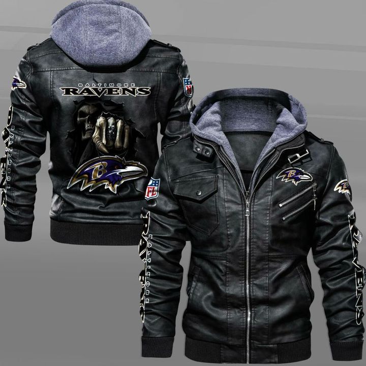 Baltimore Ravens Leather Jacket Dead Skull