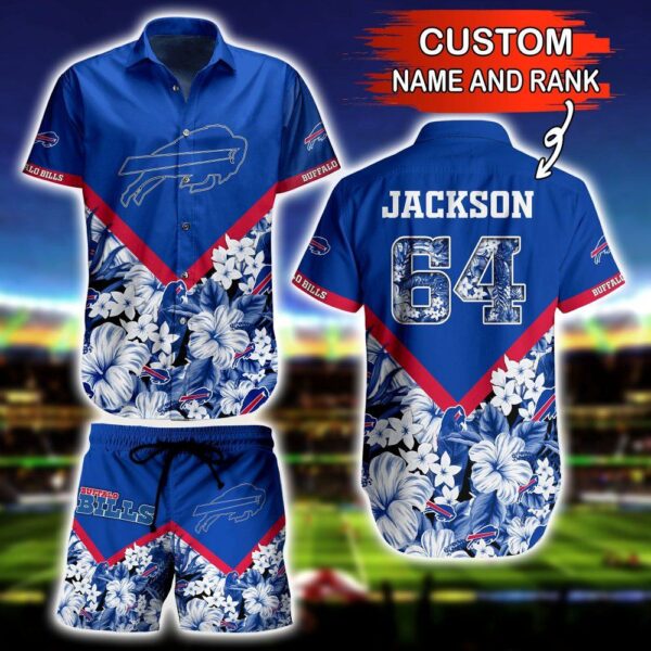 Buffalo Bills NFL Floral 3D Hawaiian Shirt and Short Custom Name