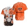 Cincinnati Bengals Skull NFL Hawaiian Shirt For Fans Cincinnati Bengals Skull NFL Hawaiian Shirt For Fans