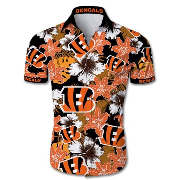 Cincinnati Bengals nfl Tropical Flower Short Sleeve Hawaiian Shirt custom