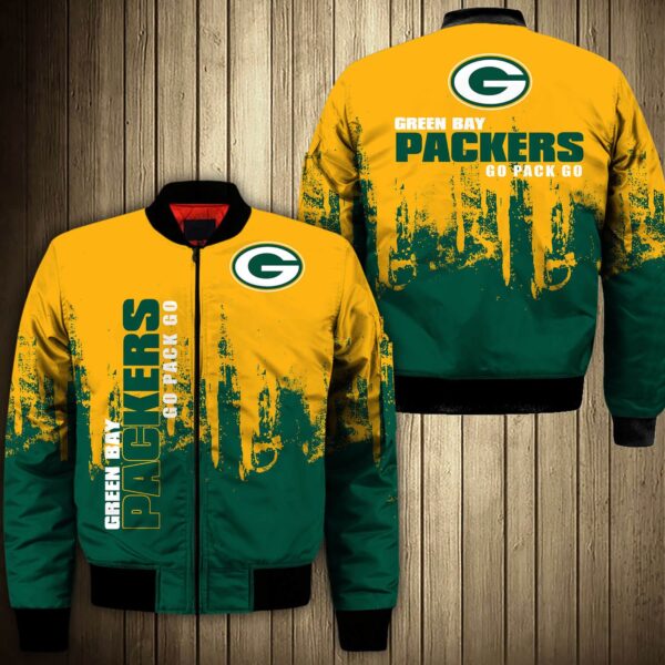 Green Bay Packers NFL 3D Bomber Jacket art simple for fans