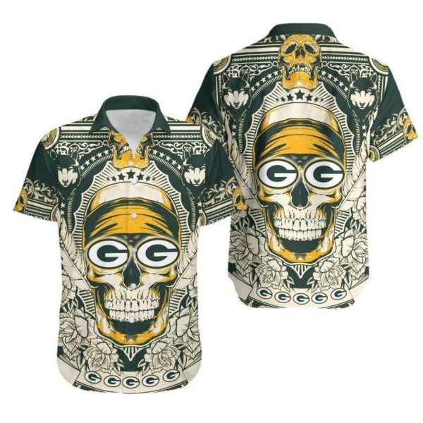 Green Bay Packers Skull NFL Hawaiian Shirt For Fans 01