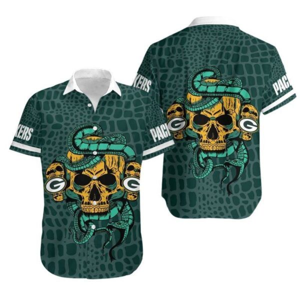 Green Bay Packers Snake And Skull Hawaiian Shirt For Fans