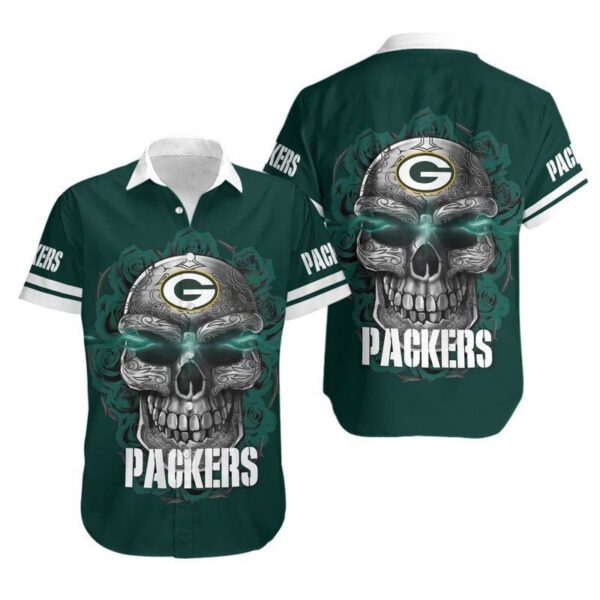 Green Bay Packers Sugar Skull NFL Hawaiian Shirt For Fans