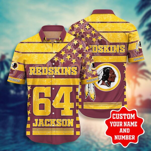 Hawaiian Shirt Washington Redskins Shorts star 3D Custom Name Number