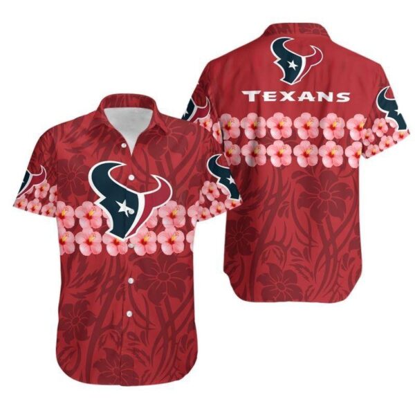 Houston Texans Flower and Logo Hawaiian Shirt For Fans