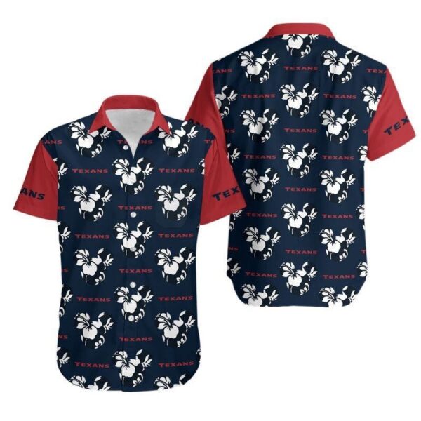 Houston Texans Mickey and Flowers Hawaiian Shirt For Fans