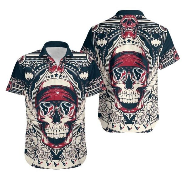 Houston Texans Skull NFL Hawaiian Shirt For Fans 01