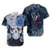 Houston Texans Skull NFL Hawaiian Shirt For Fans Houston Texans Skull NFL Hawaiian Shirt For Fans