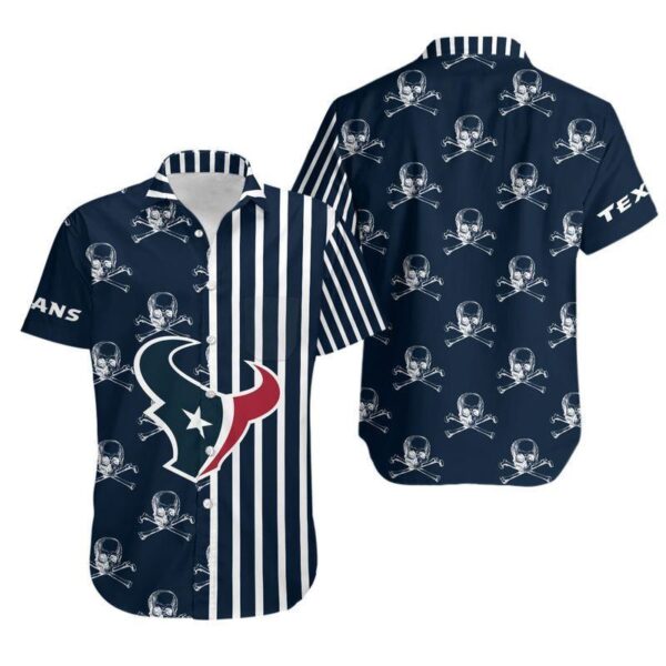 Houston Texans Stripes and Skull Hawaiian Shirt For Fans