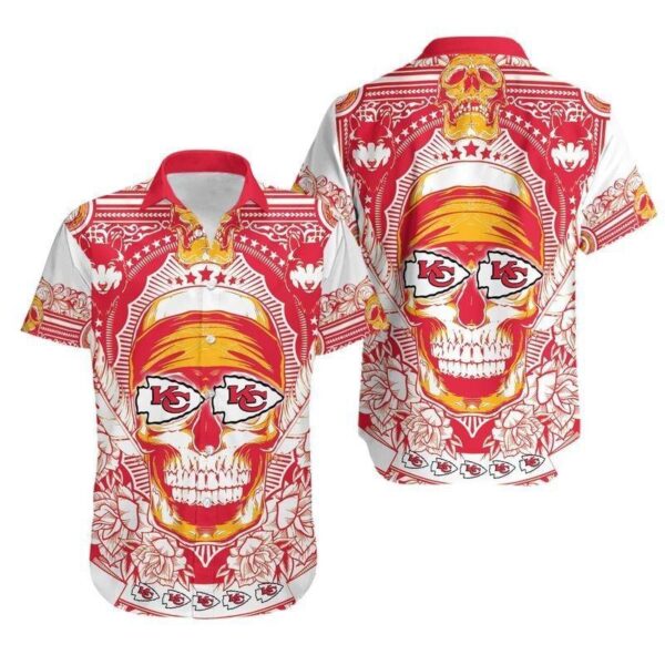 Kansas City Chiefs Skull NFL Hawaiian Shirt For Fans 01