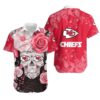 Kansas City Chiefs Skull NFL Hawaiian Shirt For Fans Kansas City Chiefs Skull NFL Hawaiian Shirt For Fans