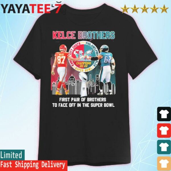 Kelce Brothers First Pair Of Brothers To Face Off In The Super Bowl 2023 T Shirt custom