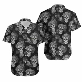Las-Vegas-Raiders-Mystery-Skull-And-Flower-Hawaiian-Shirt-For-Fans
