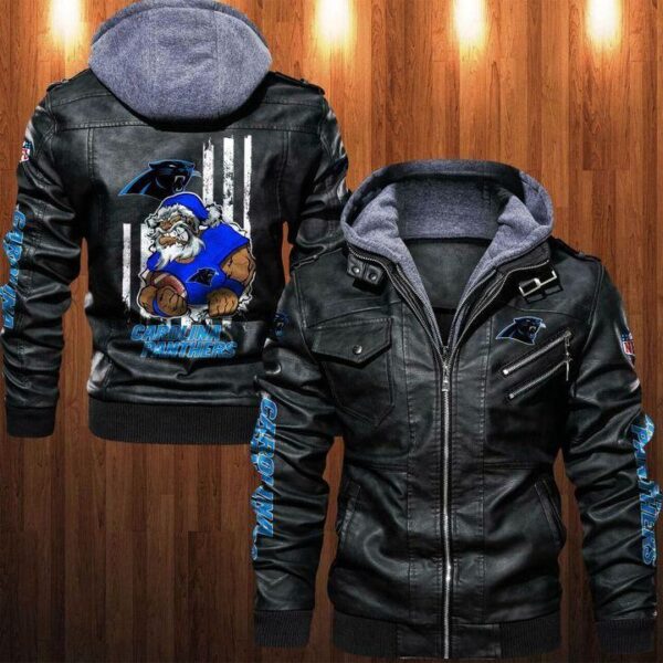 Leather Jacket Carolina Panthers Angry Santa Claus