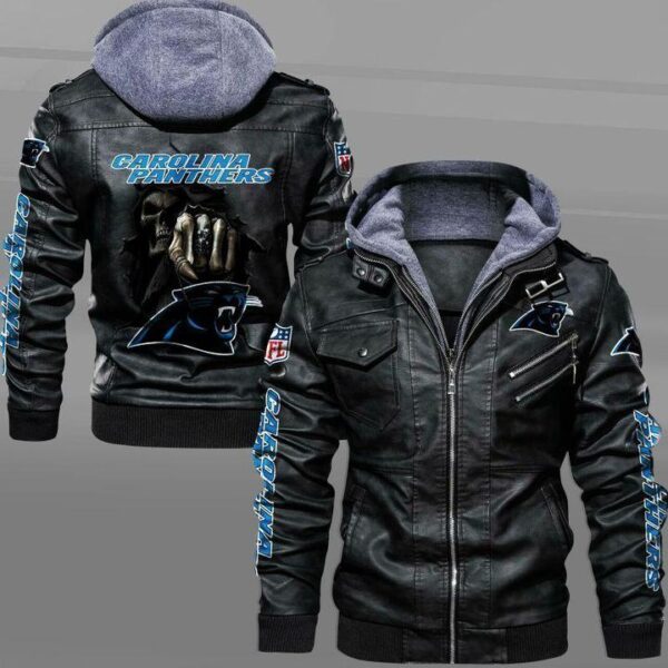 Leather Jacket Carolina Panthers Dead Skull