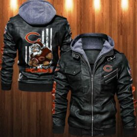 Leather Jacket Chicago Bears Angry Santa Claus
