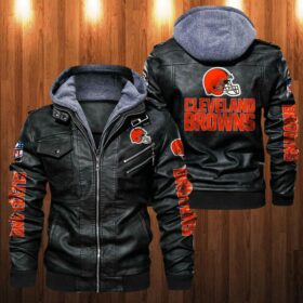 Leather Jacket Cleveland Browns For Fan 02