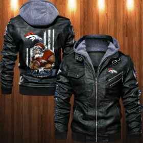 Leather Jacket Denver Broncos Angry Santa Claus