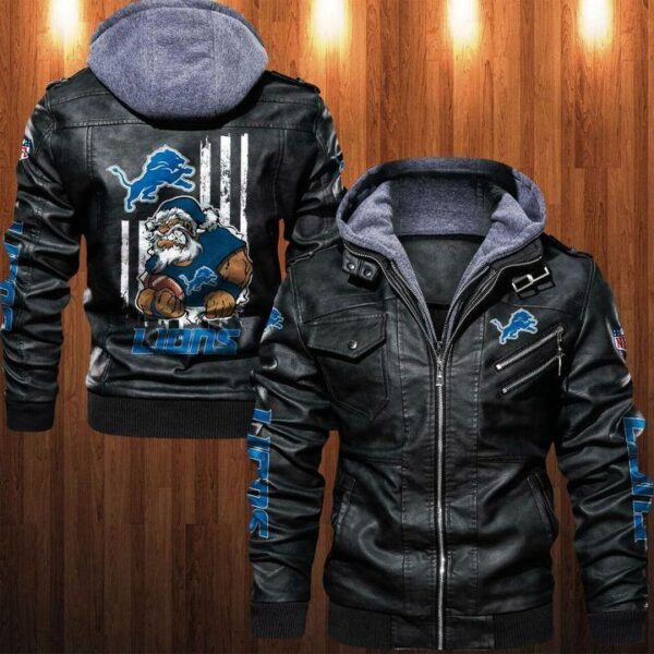 Leather Jacket Detroit Lions Angry Santa Claus
