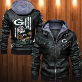 Leather Jacket Green Bay Packer Angry Santa Claus
