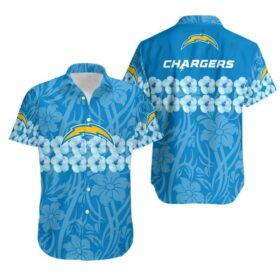 Los-Angeles-Chargers-Flower-and-Logo-Hawaiian-Shirt-For-Fans