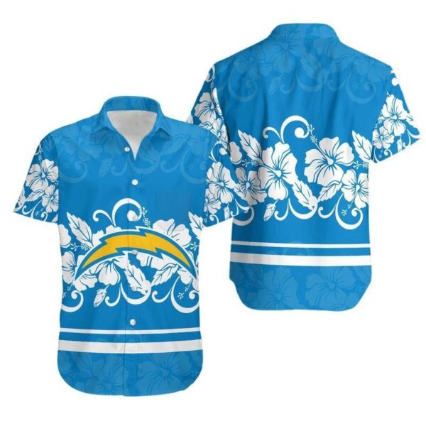 Los-Angeles-Chargers-Hibiscus-Flowers-Hawaiian-Shirt-For-Fans