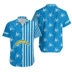 Los-Angeles-Chargers-Stripes-and-Skull-Hawaiian-Shirt-For-Fans