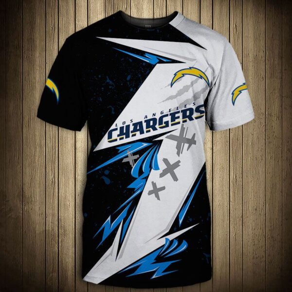 Los Angeles Chargers Thunder graphic football 3d T shirt custom