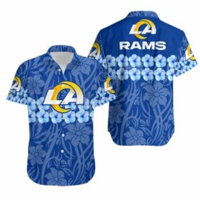 Los-Angeles-Rams-Flower-and-Logo-Hawaiian-Shirt-For-Fans