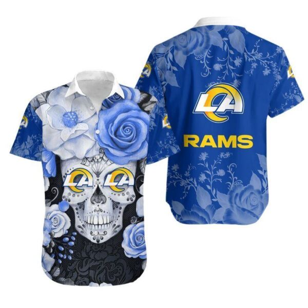 Los Angeles Rams Skull NFL Hawaiian Shirt For Fans 01