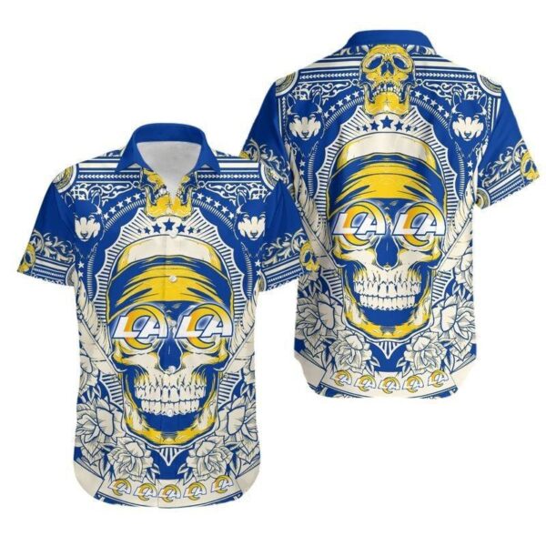 Los Angeles Rams Skull NFL Hawaiian Shirt For Fans