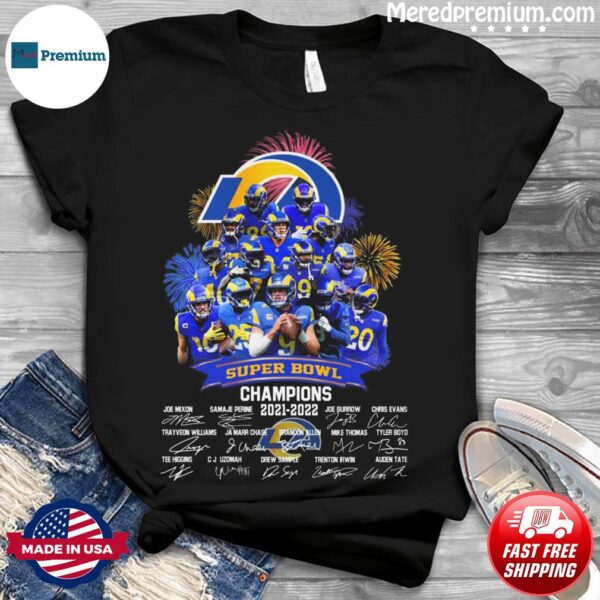 Los Angeles Rams Team nfl Super Bowl LVI Champions 2021 2022 Signatures T Shirt custom