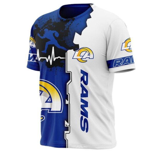 Los Angeles Rams graphic heart ECG line football 3d T shirt custom