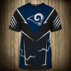 Los Angeles Rams lightning graphic football 3d T-shirt custom Los Angeles Rams lightning graphic football 3d T shirt custom